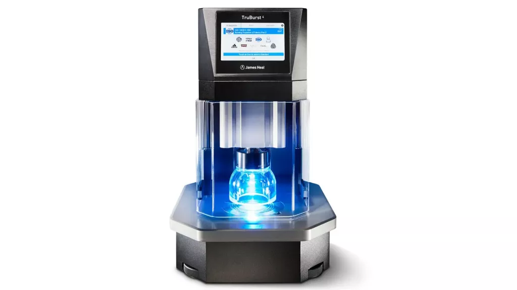 Tester wytrzymałości na rozerwanie TruBurst firmy James Heal – widok urządzenia