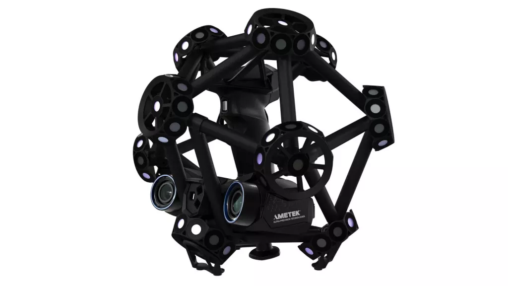 Ręczny skaner 3D MetraSCAN BLACK – kompaktowy, przemysłowy skaner optyczny do precyzyjnych pomiarów 3D dużych detali