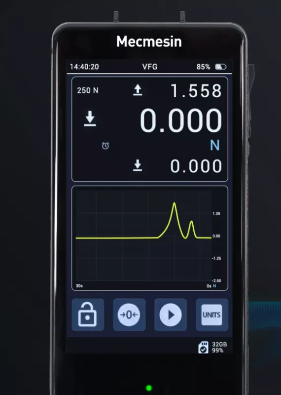 Interfejs VTG Tornado: odczyt momentu obrotowego oraz wykres przebiegu pomiaru